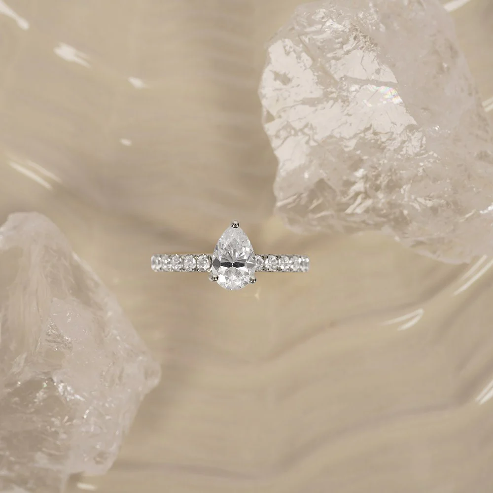 LUXURY Classic dråbe 14kt. guldring m. lab grown diamant 1,4ct TW/VS2 - Image 2