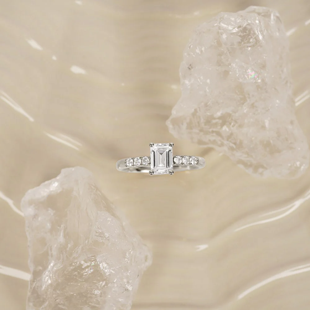 LUXURY Classic firkant 14kt. guldring m. lab grown diamant 1,2ct TW/VS2 - Image 2