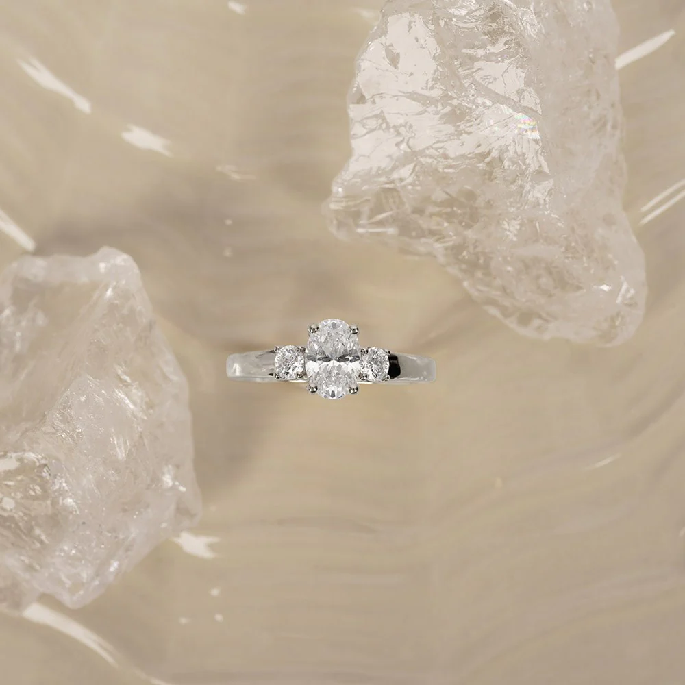 LUXURY Classic oval 14kt. guldring m. lab grown diamant 1,33ct TW/VS2 - Image 2