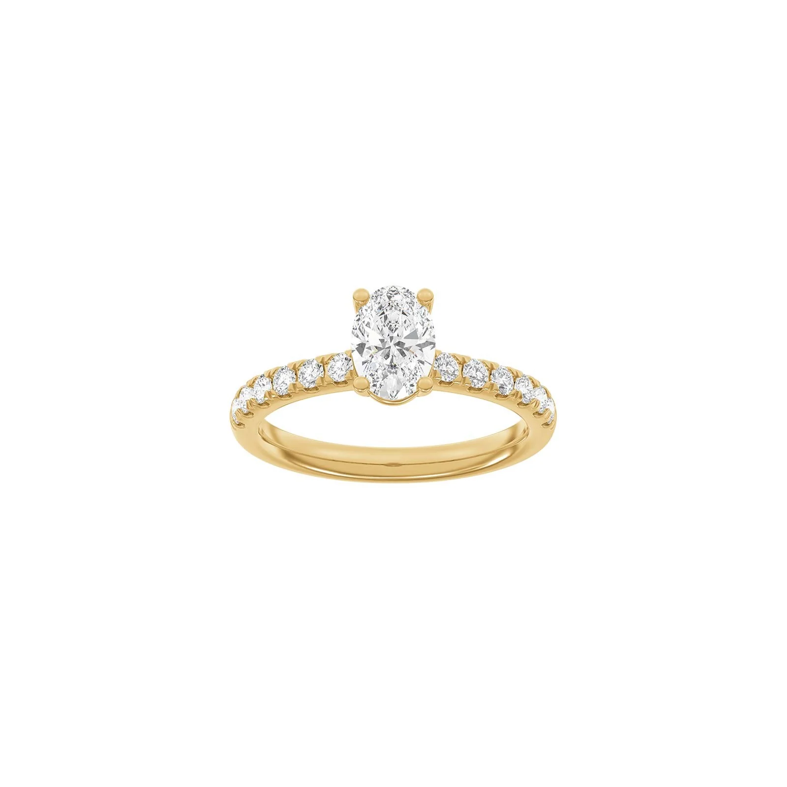 LUXURY Classic oval 14kt. guldring m. lab grown diamant 1,4ct TW/VS2 - Image 4