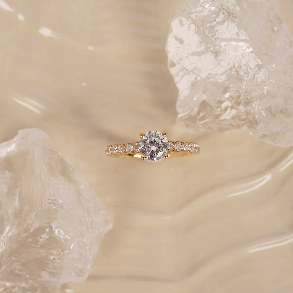 LUXURY Classic rund 14kt. guldring m. lab grown diamant 1,4ct TW/VS2