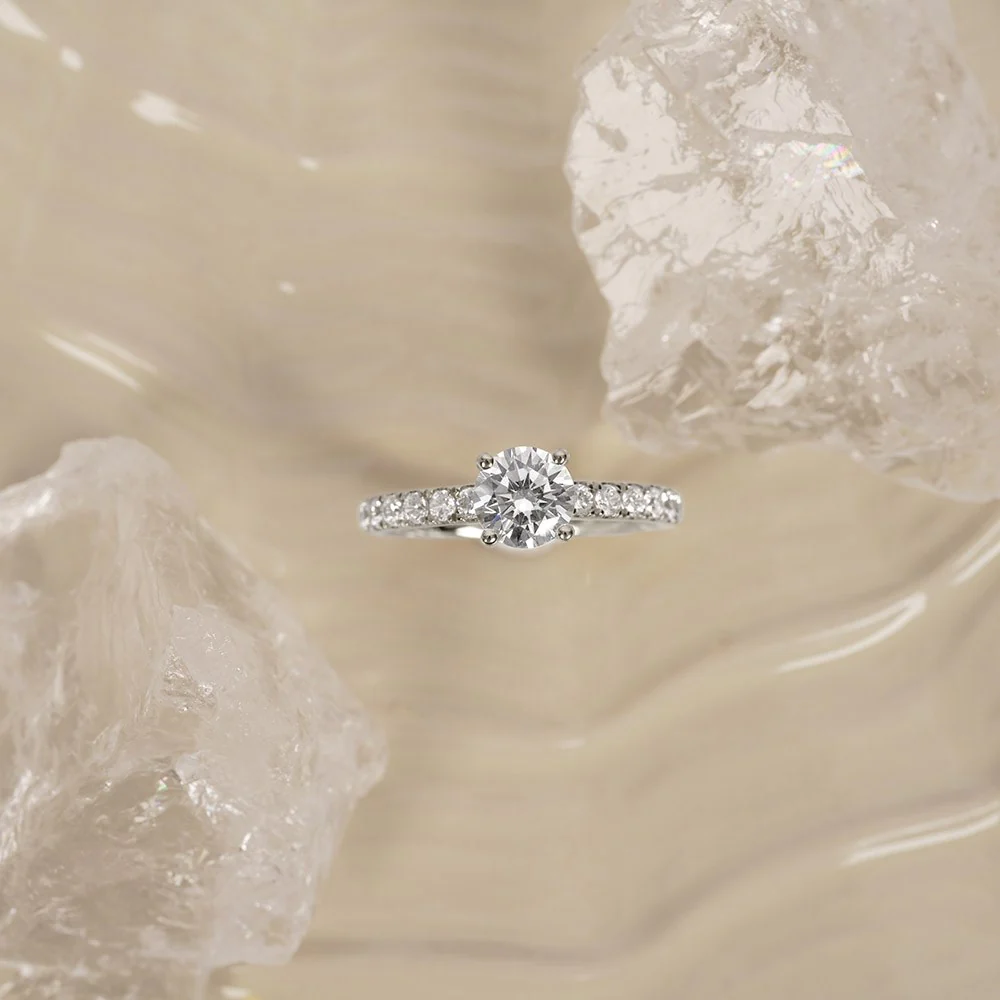 LUXURY Classic rund 14kt. guldring m. lab grown diamant 1,4ct TW/VS2 - Image 2