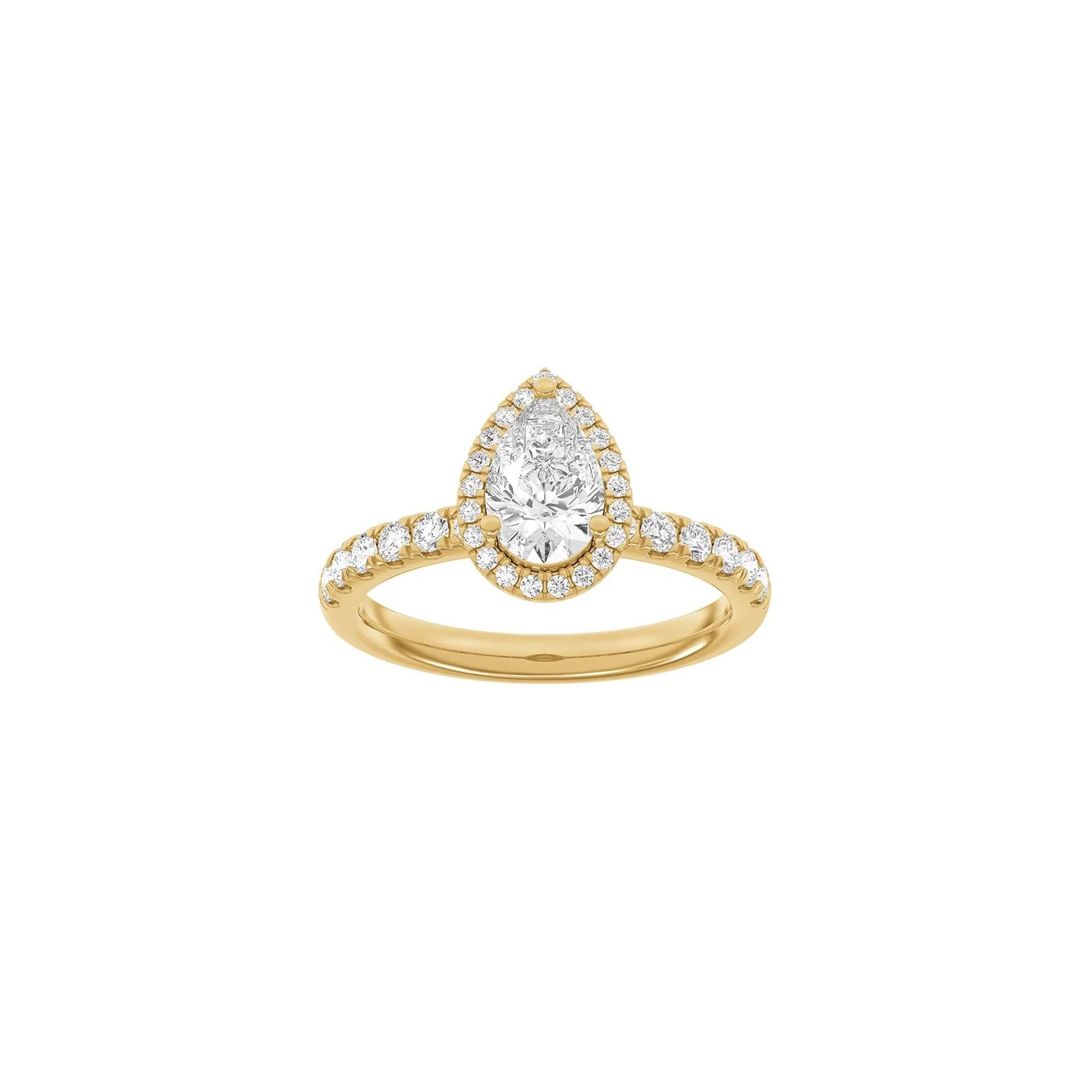 LUXURY Halo dråbe 14kt. guldring m. lab grown diamant 1,52ct TW/VS2 - Image 4