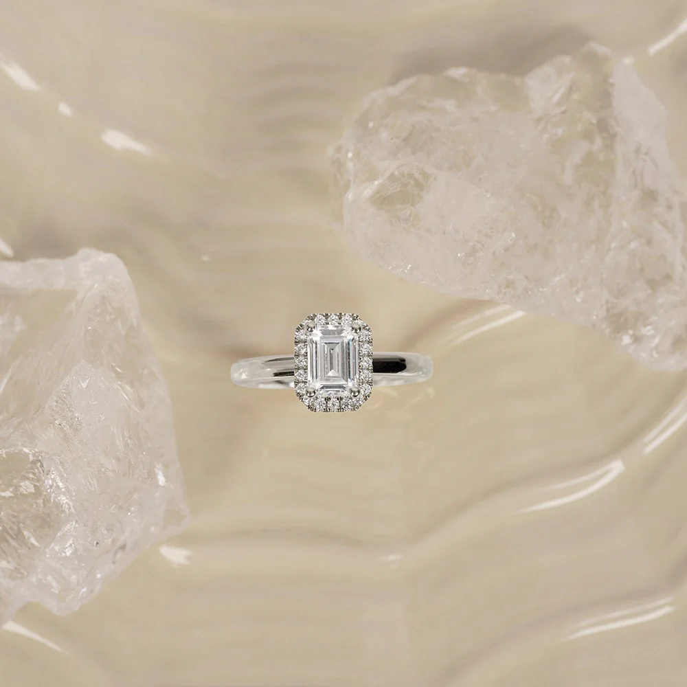 LUXURY Halo firkant 14kt. guldring m. lab grown diamant 1,12ct TW/VS2 - Image 4