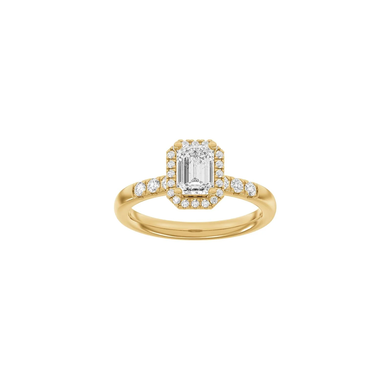 LUXURY Halo firkant 14kt. guldring m. lab grown diamant 1,32ct TW/VS2 - Image 3