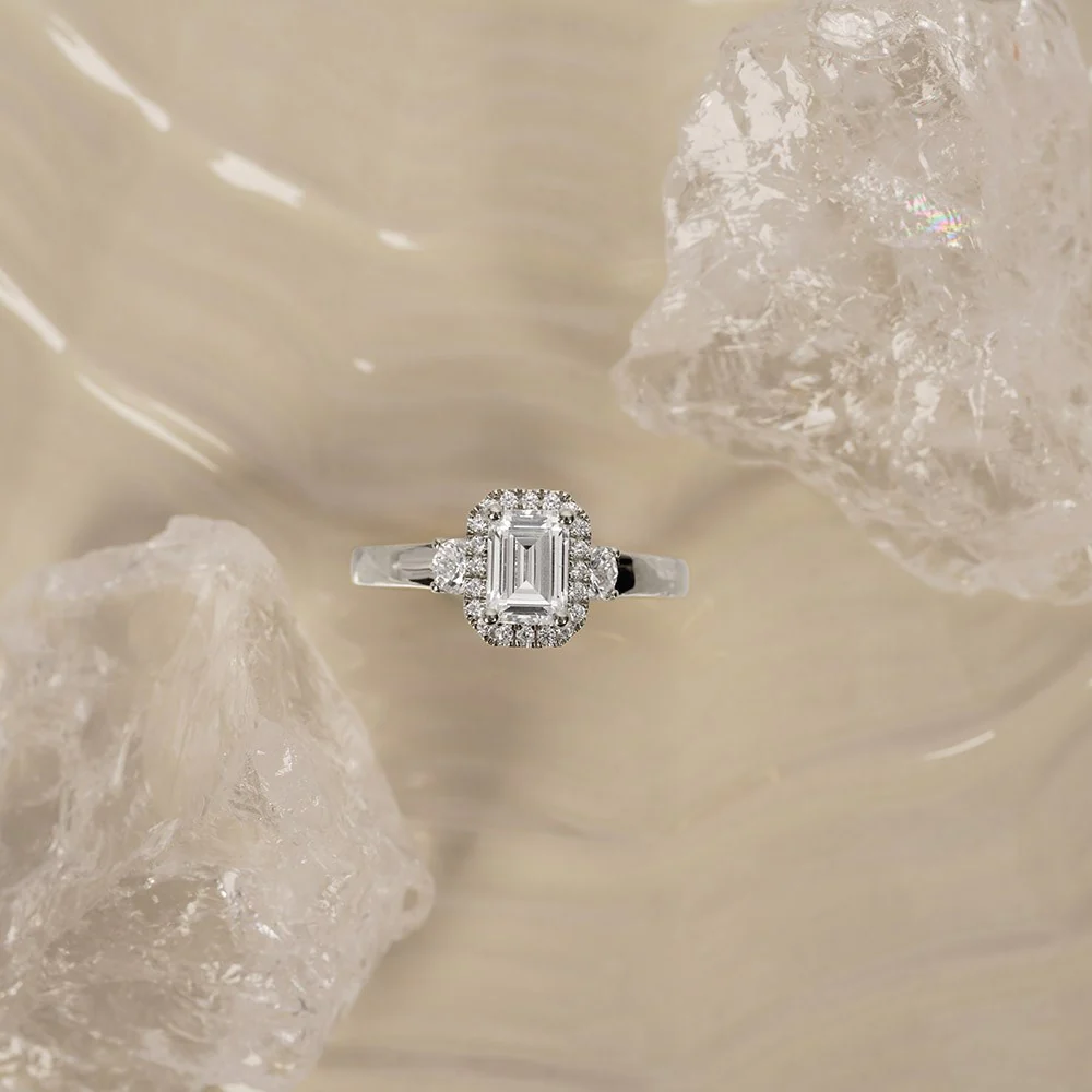 LUXURY Halo firkant 14kt. guldring m. lab grown diamant 1,45ct TW/VS2 - Image 4
