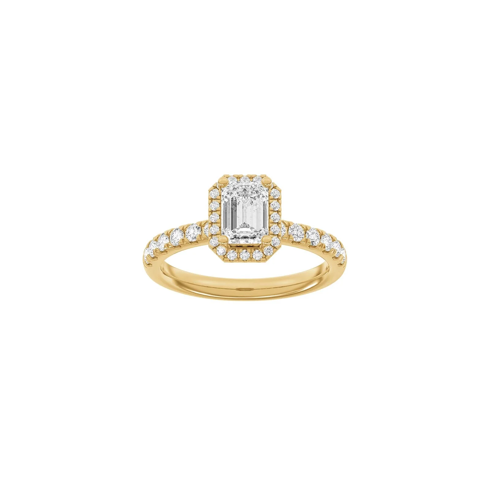 LUXURY Halo firkant 14kt. guldring m. lab grown diamant 1,52ct TW/VS2 - Image 4