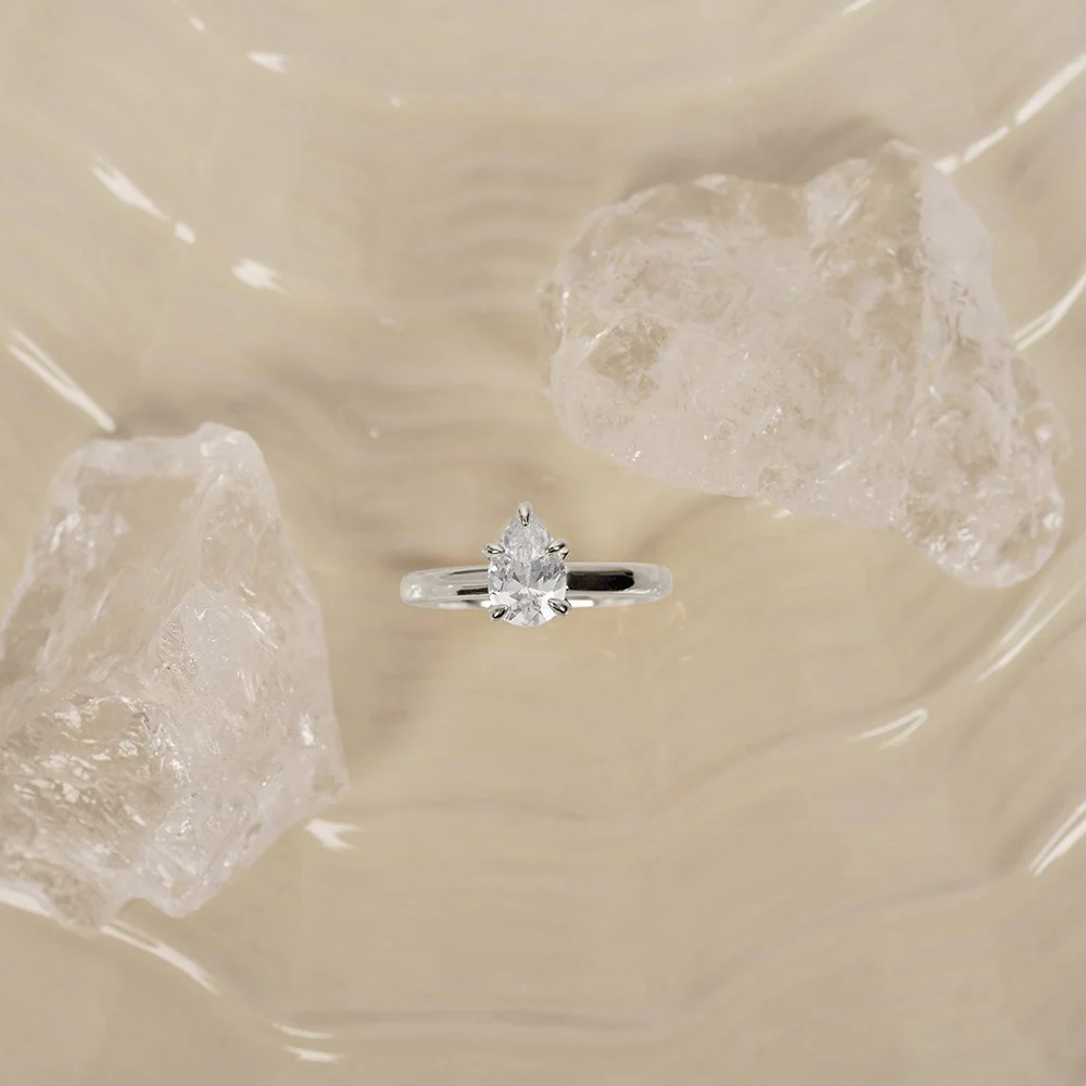 LUXURY Modern dråbe 14kt. guldring m. lab grown diamant 1,0ct TW/VS2 - Image 2