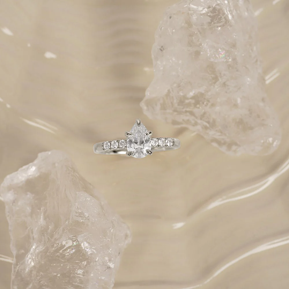 LUXURY Modern dråbe 14kt. guldring m. lab grown diamant 1,2ct TW/VS2 - Image 2