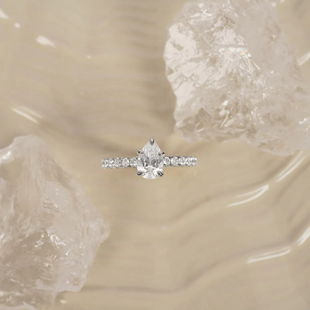LUXURY Modern dråbe 14kt. guldring m. lab grown diamant 1,4ct TW/VS2 - Image 2