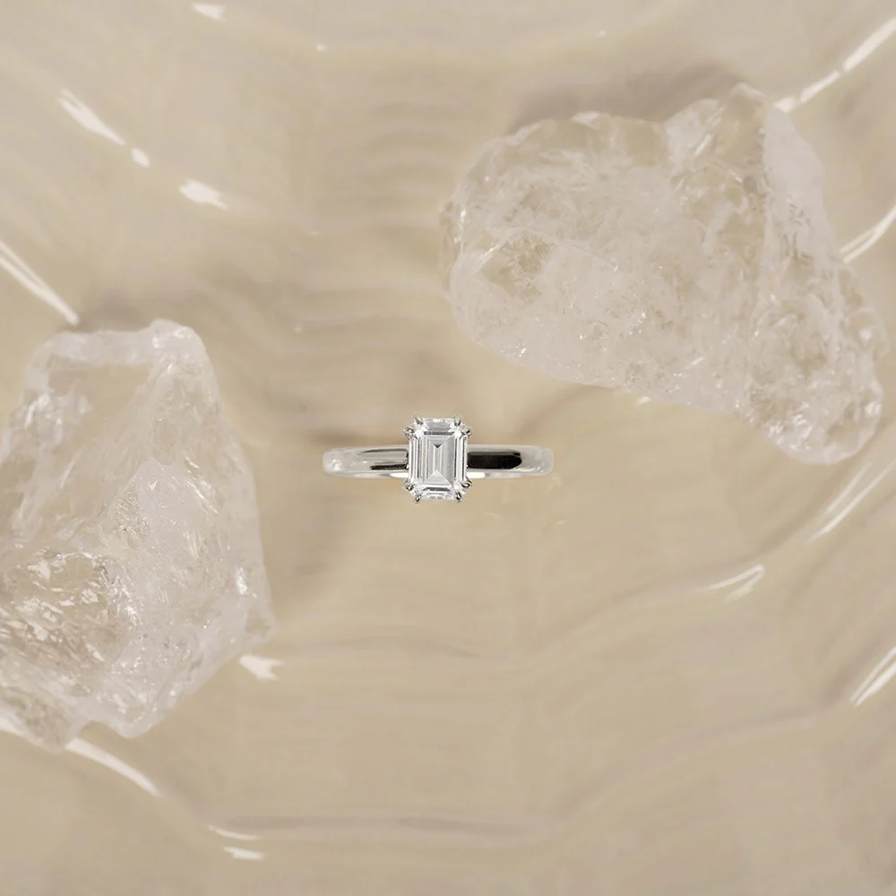 LUXURY Modern firkant 14kt. guldring m. lab grown diamant 1,0ct TW/VS2 - Image 2
