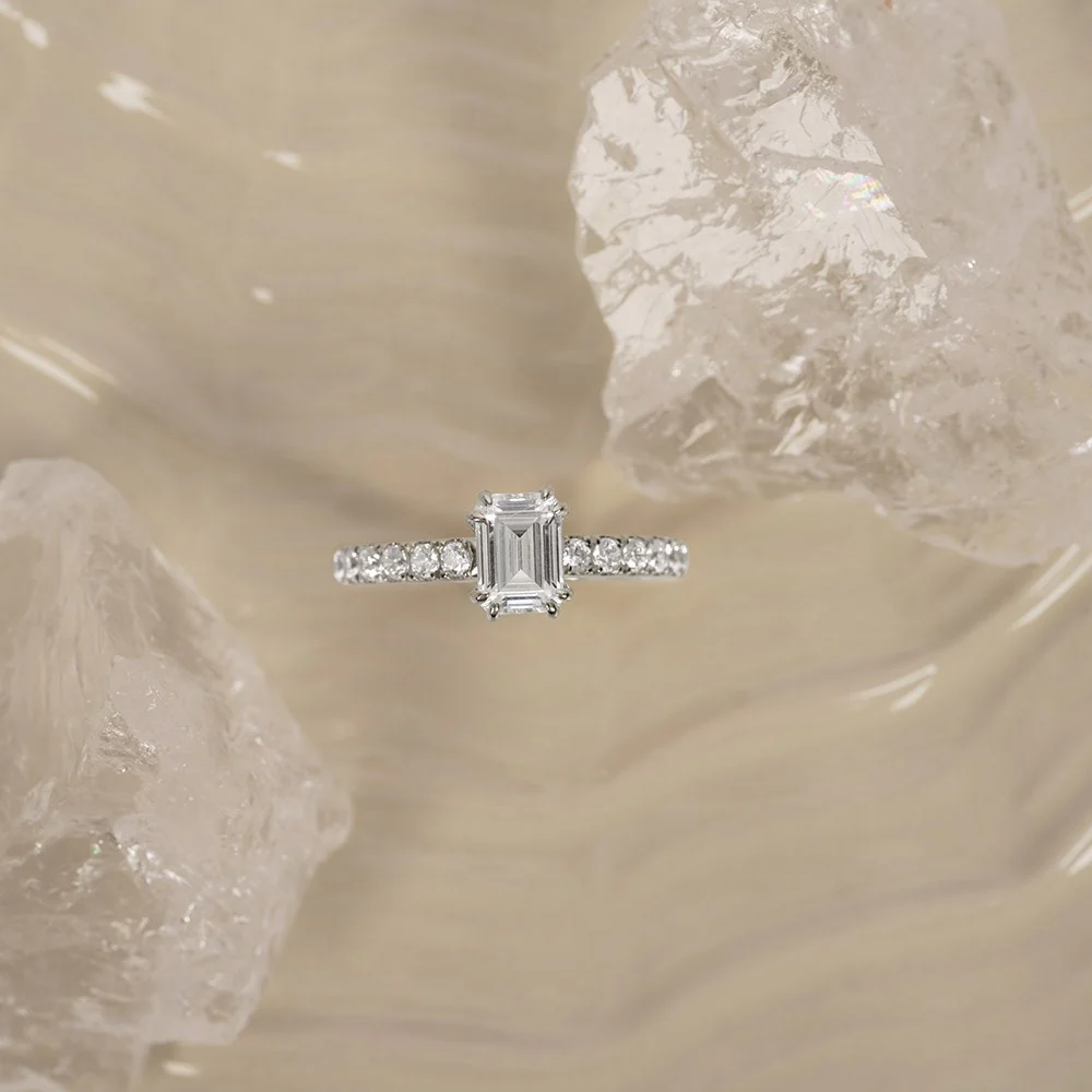 LUXURY Modern firkant 14kt. guldring m. lab grown diamant 1,4ct TW/VS2 - Image 2