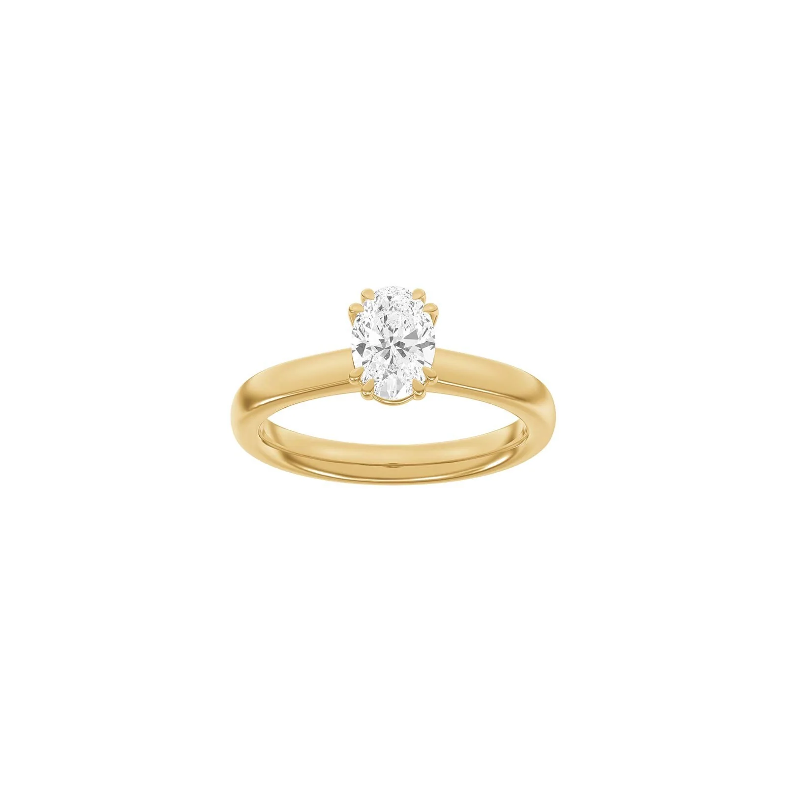 LUXURY Modern oval 14kt. guldring m. lab grown diamant 1,0ct TW/VS2 - Image 4