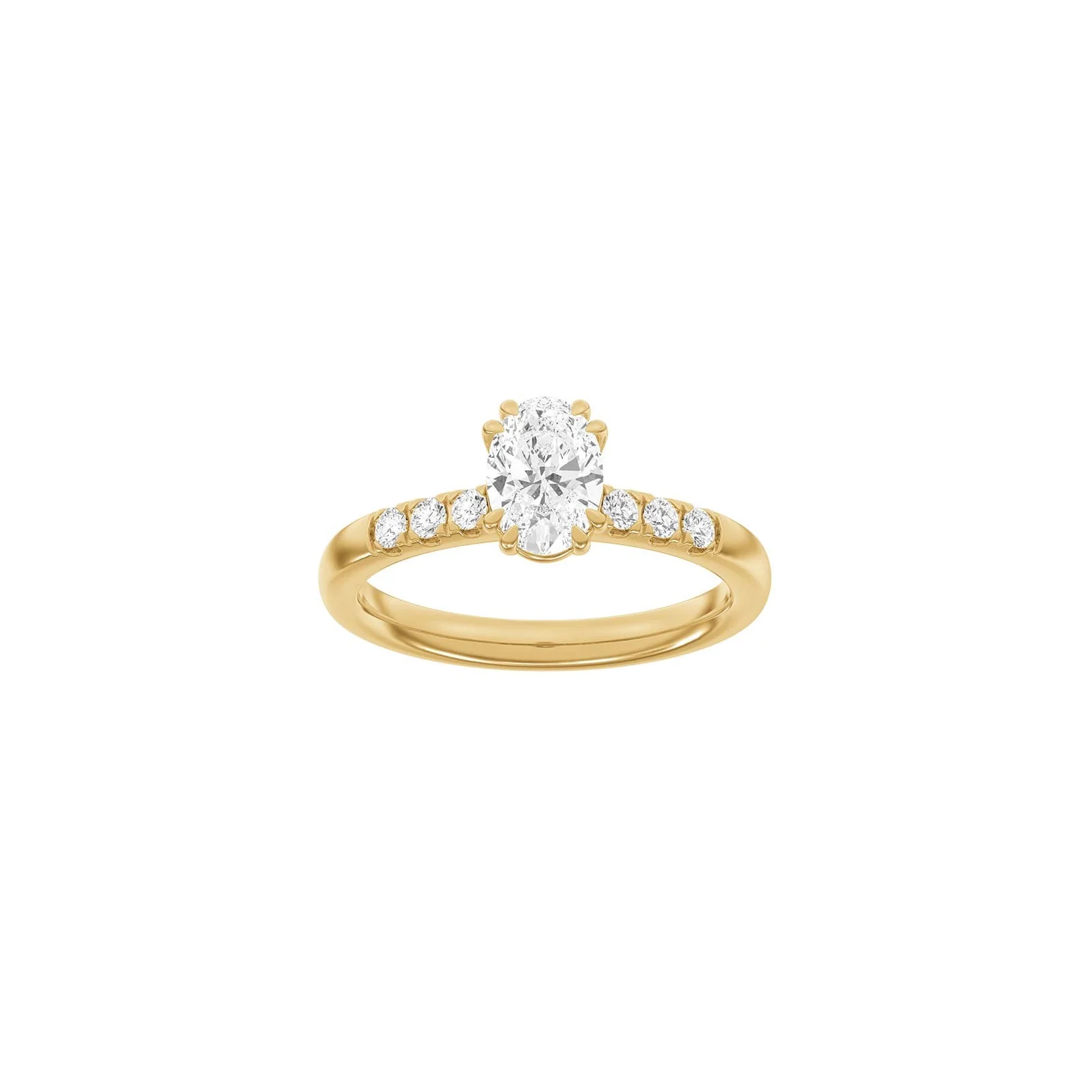 LUXURY Modern oval 14kt. guldring m. lab grown diamant 1,2ct TW/VS2 - Image 4