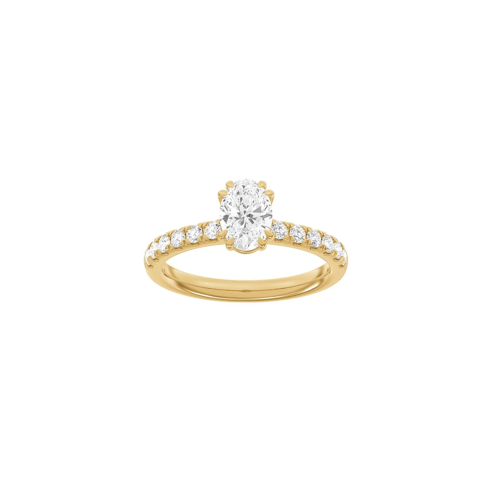 LUXURY Modern oval 14kt. guldring m. lab grown diamant 1,4ct TW/VS2 - Image 3
