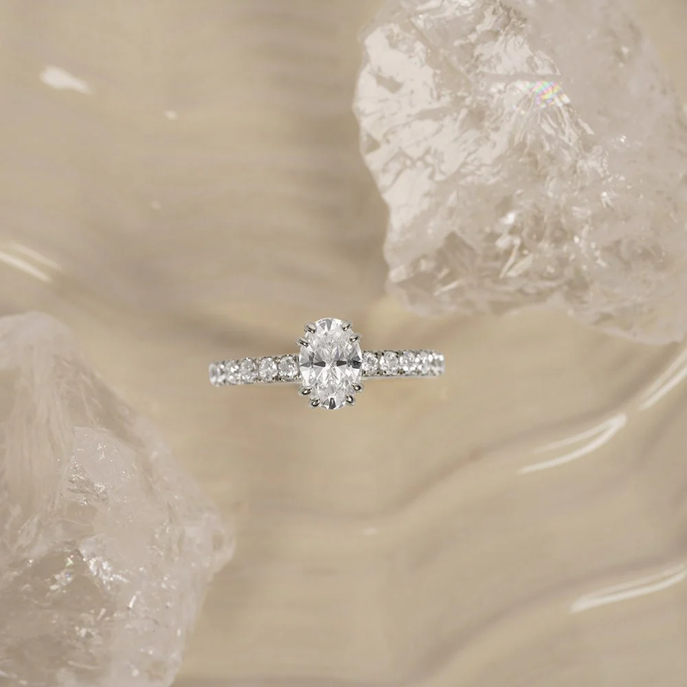 LUXURY Modern oval 14kt. guldring m. lab grown diamant 1,4ct TW/VS2 - Image 4