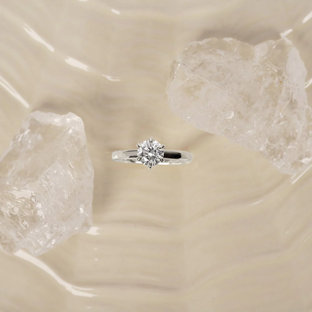 LUXURY Modern rund 14kt. guldring m. lab grown diamant 1,0ct TW/VS2 - Image 2