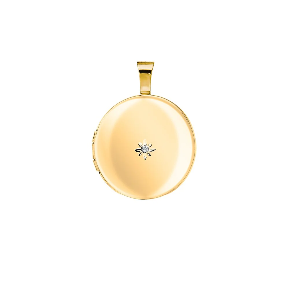 Medaljon14kt. påvalset guld. Inkl. kæde m.0,01ct - Image 2