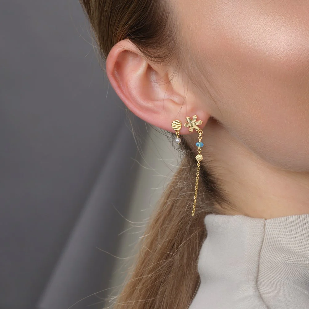 Ørehængere aqua blomst BRODERIE52 - Image 2