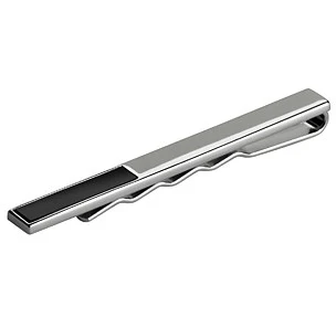 Platineret sølv slipseholder m/sort onyx