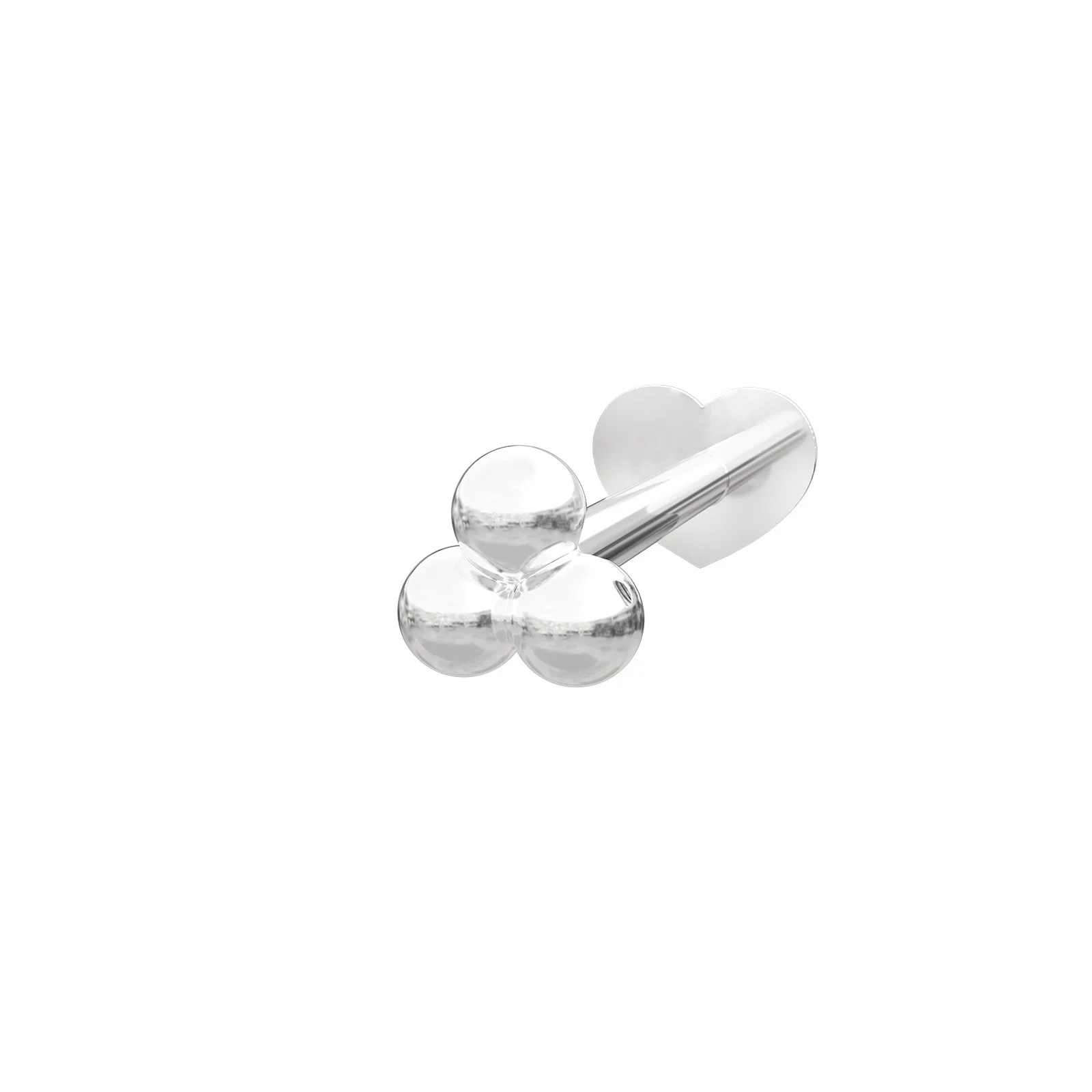 Rhd. sølv Labret-piercing 3*2mm kugler PIERCE52 1s