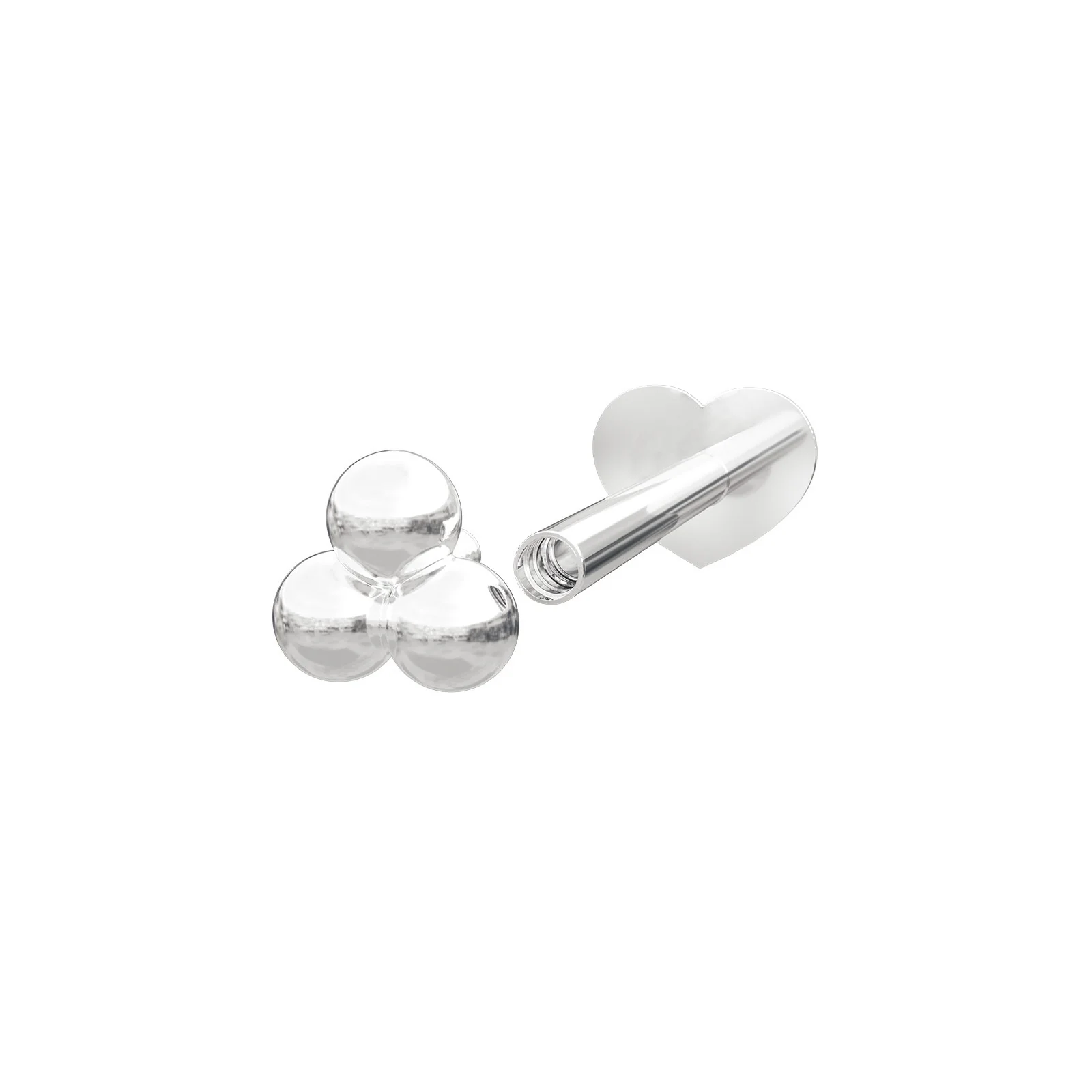 Rhd. sølv Labret-piercing 3*2mm kugler PIERCE52 1s - Image 2