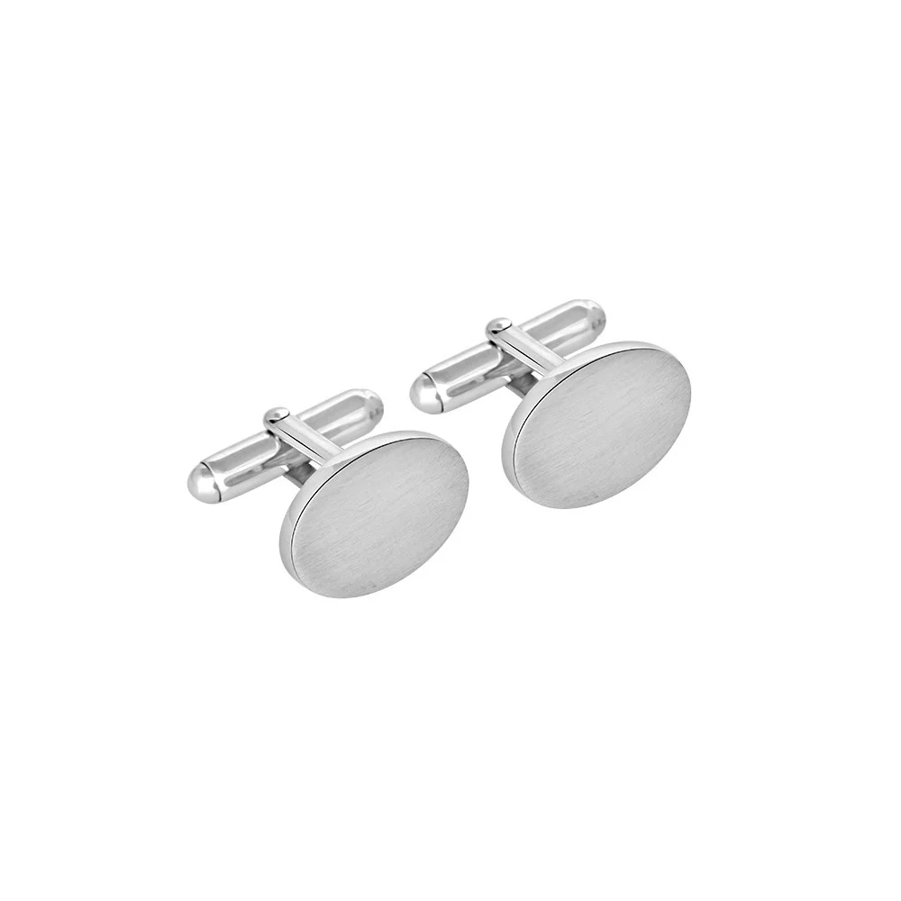 Rhd. sølv manchetknapper oval/satin 18mm