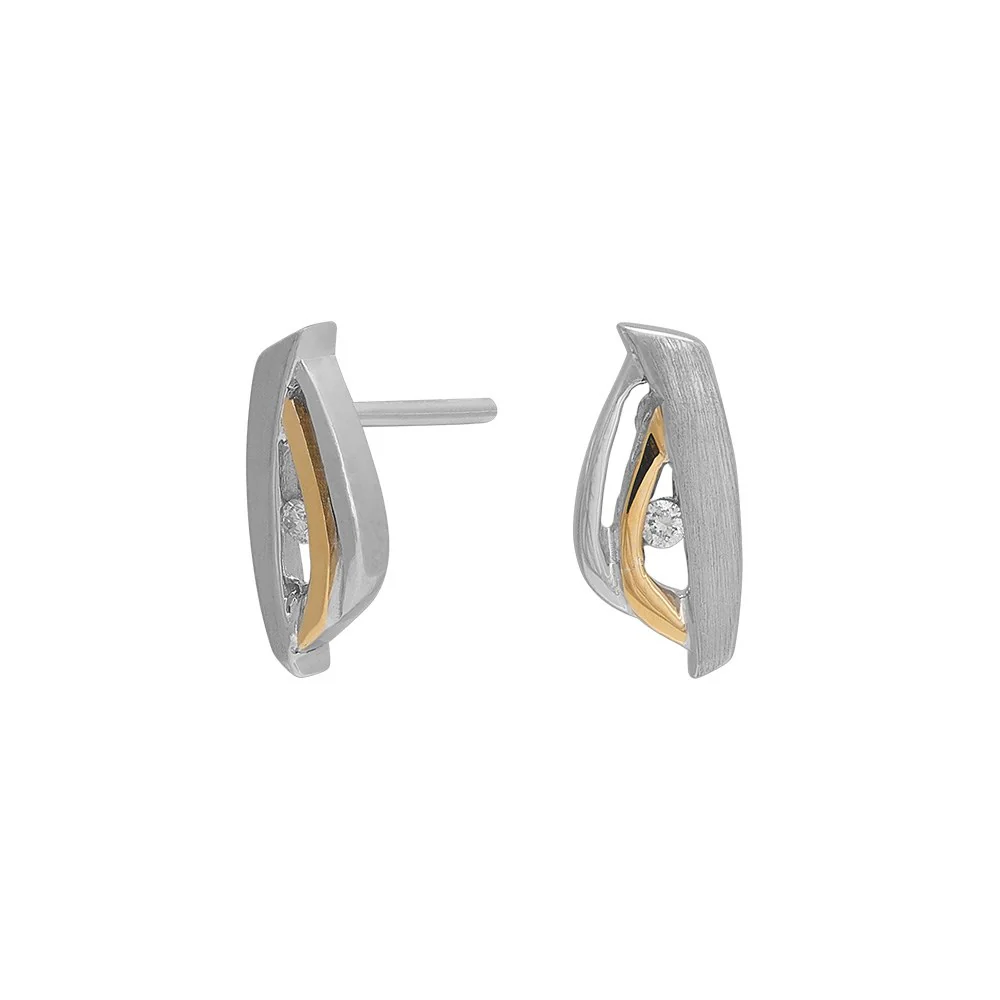 Rhod. sølvørestikker mat/blank m/dia 0.04ct w/p 8k