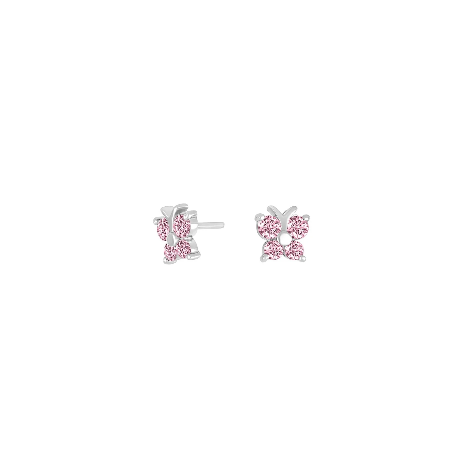 Rhod. sølvørestikker sommerfugl m/pink cz