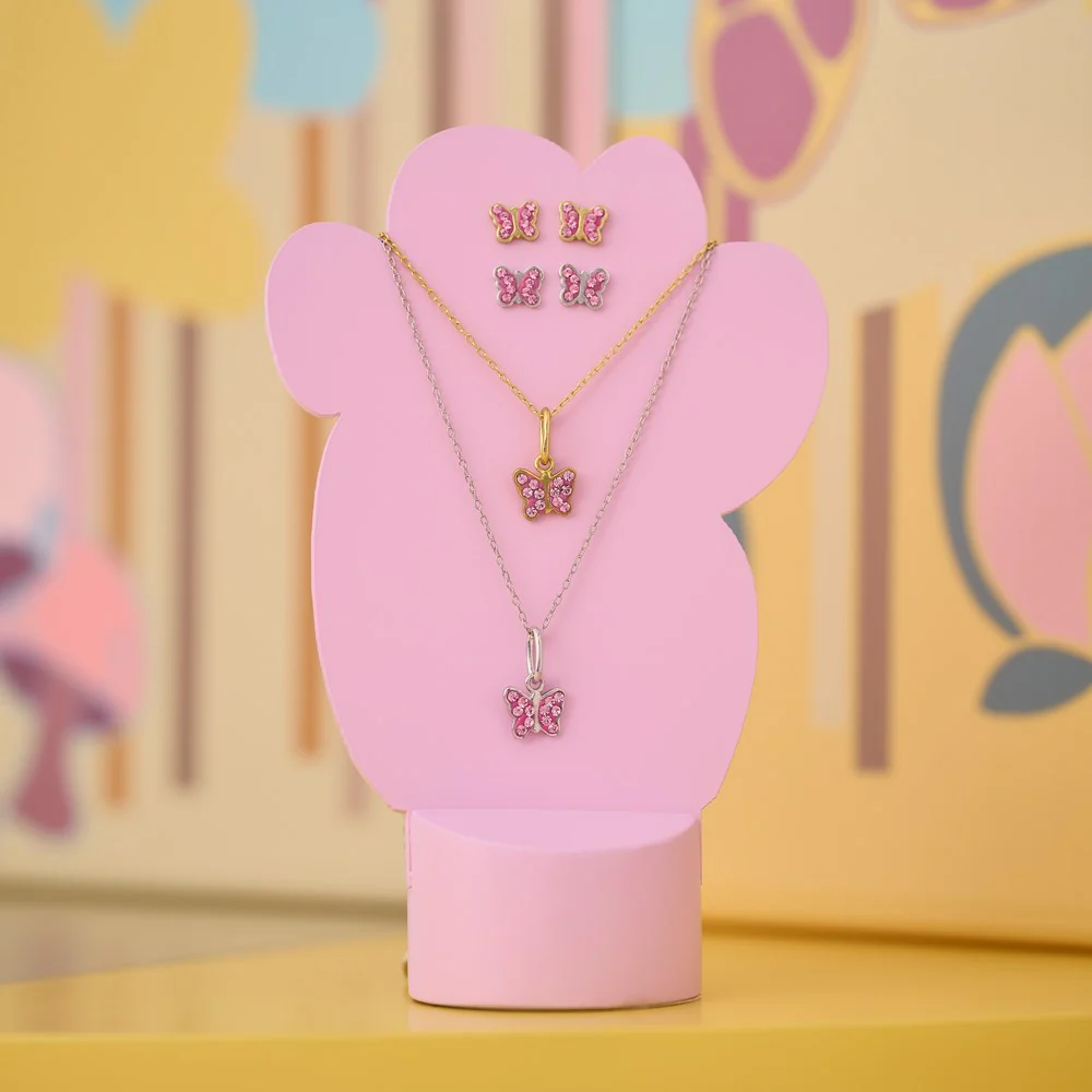 Rhod. sølvørestikker sommerfugl m/ pink cz. - Image 2