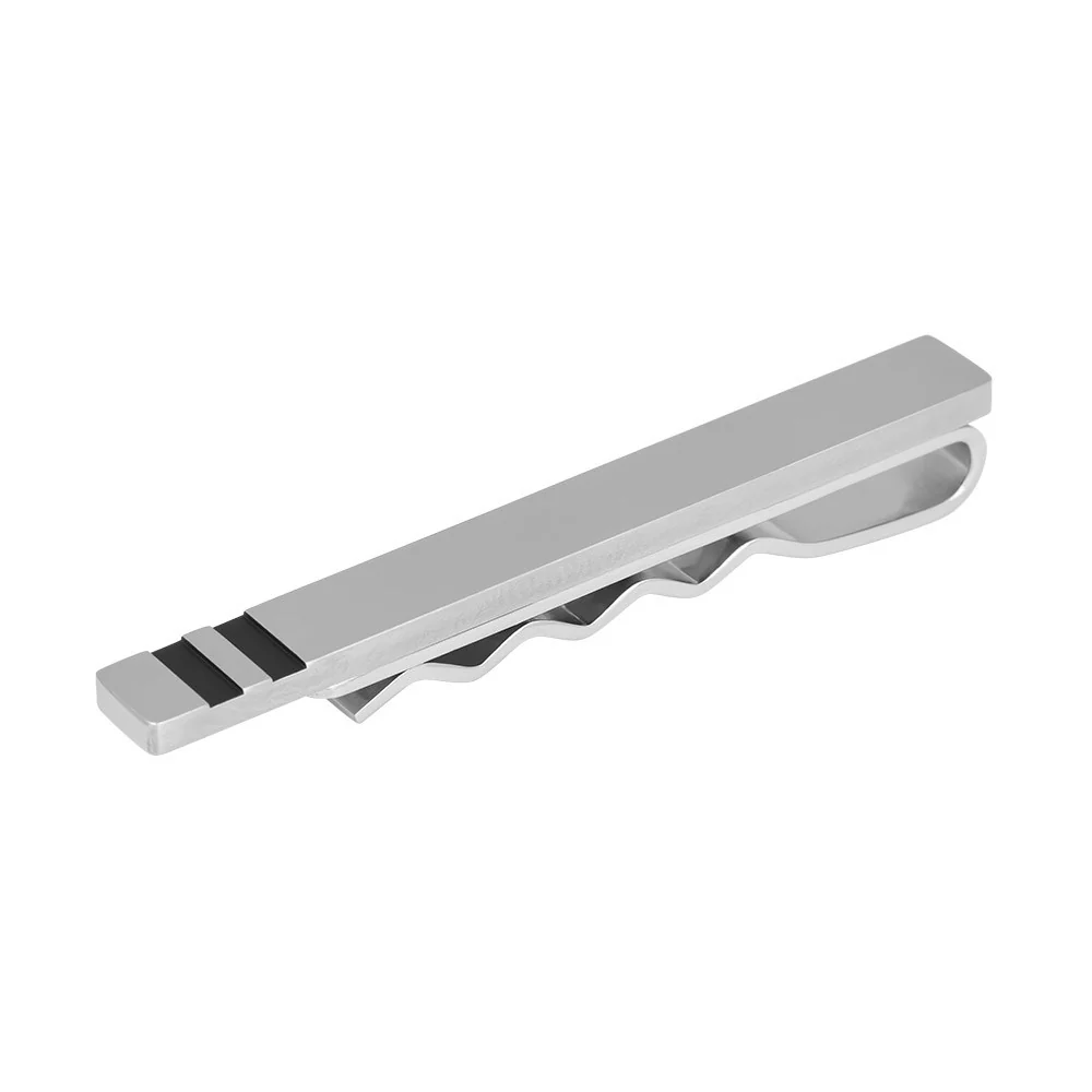 Rustfri stål slipseholder børstet m 2 striber 60mm