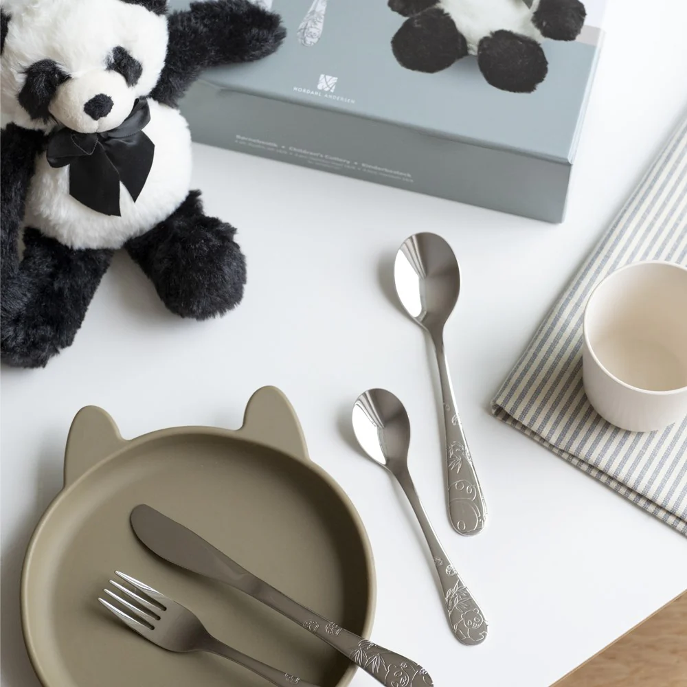 Rustfrit stål bestik m. panda inkl. bamse - Image 3