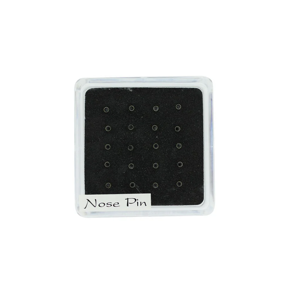 Sølv næse piercing, 2mm sort crystal 20 stk.