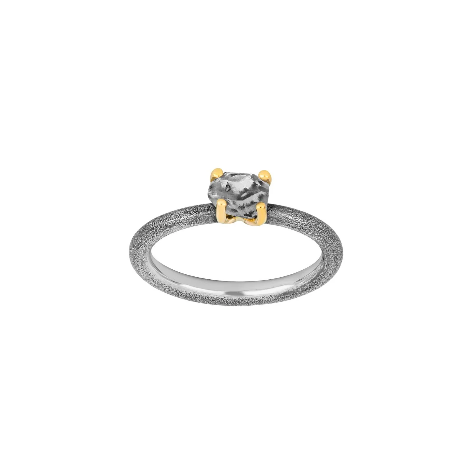 Sølv oxyd/forg. ring m/Herkimer-diamant - Image 2
