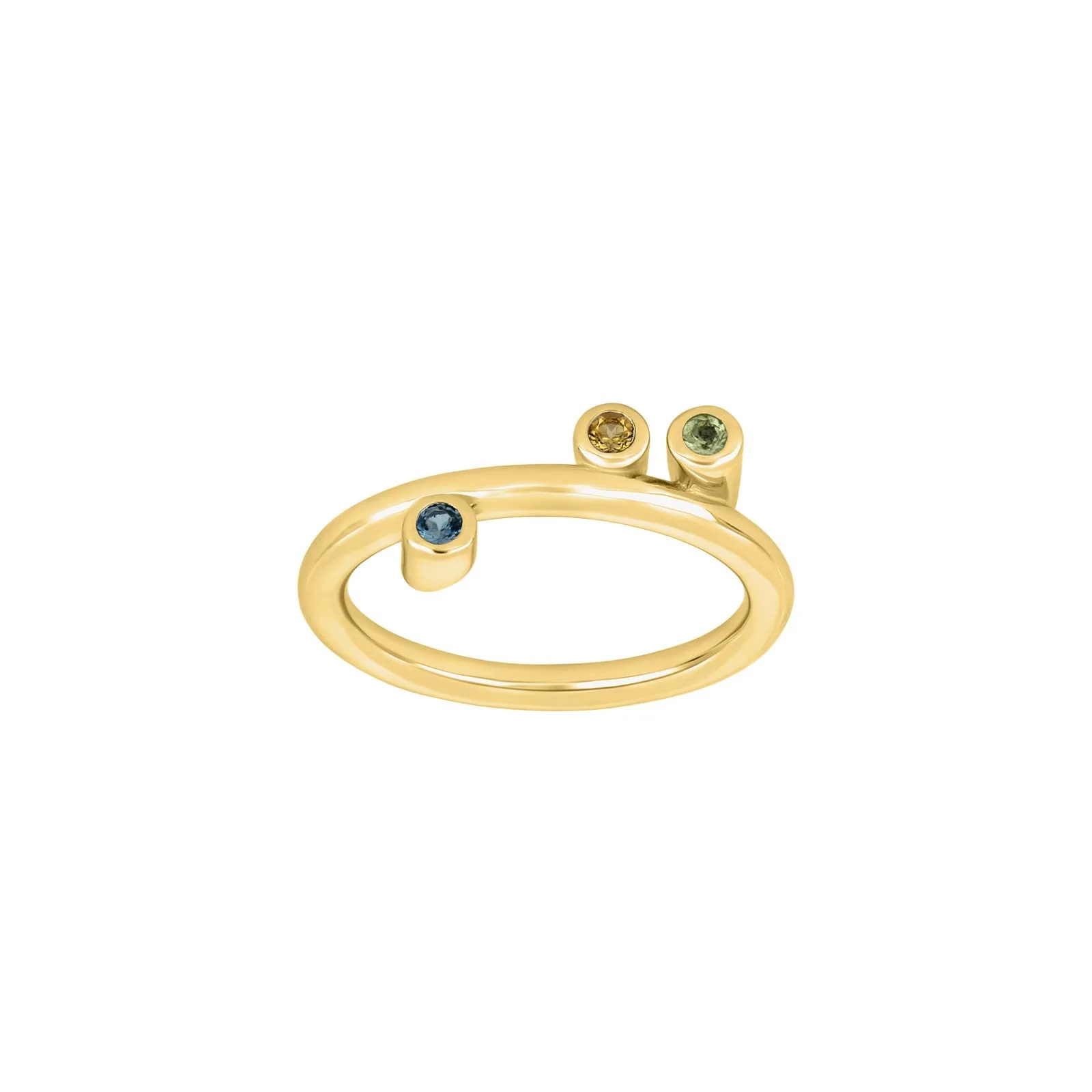 Sølv Rh. ring peridot,citrin,London topaz