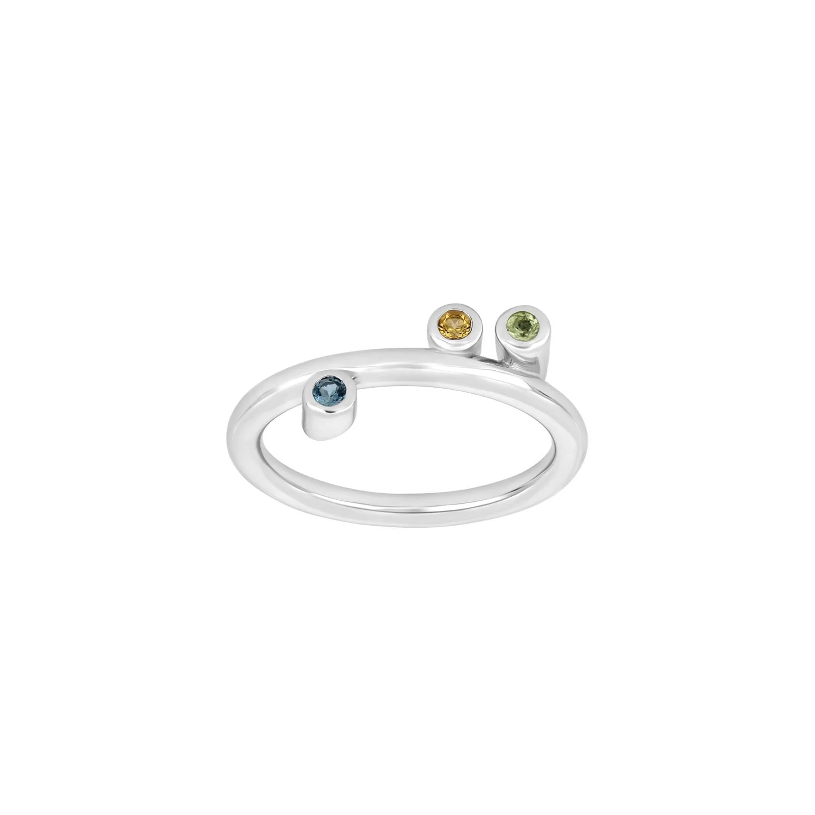 Sølv Rh. ring peridot,citrin,London topaz - Image 2