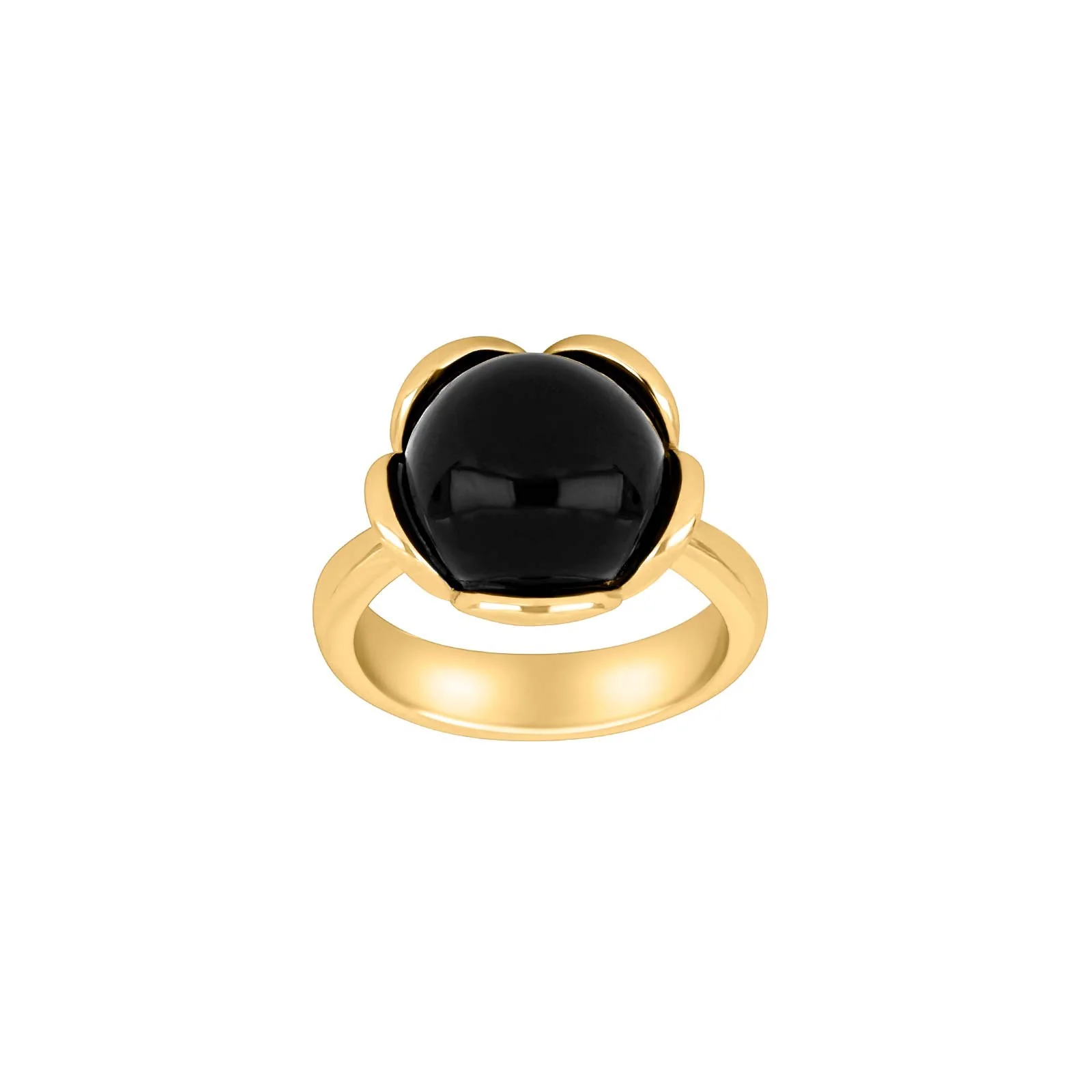 Sølv Rho. ring Flower stor m/onyx