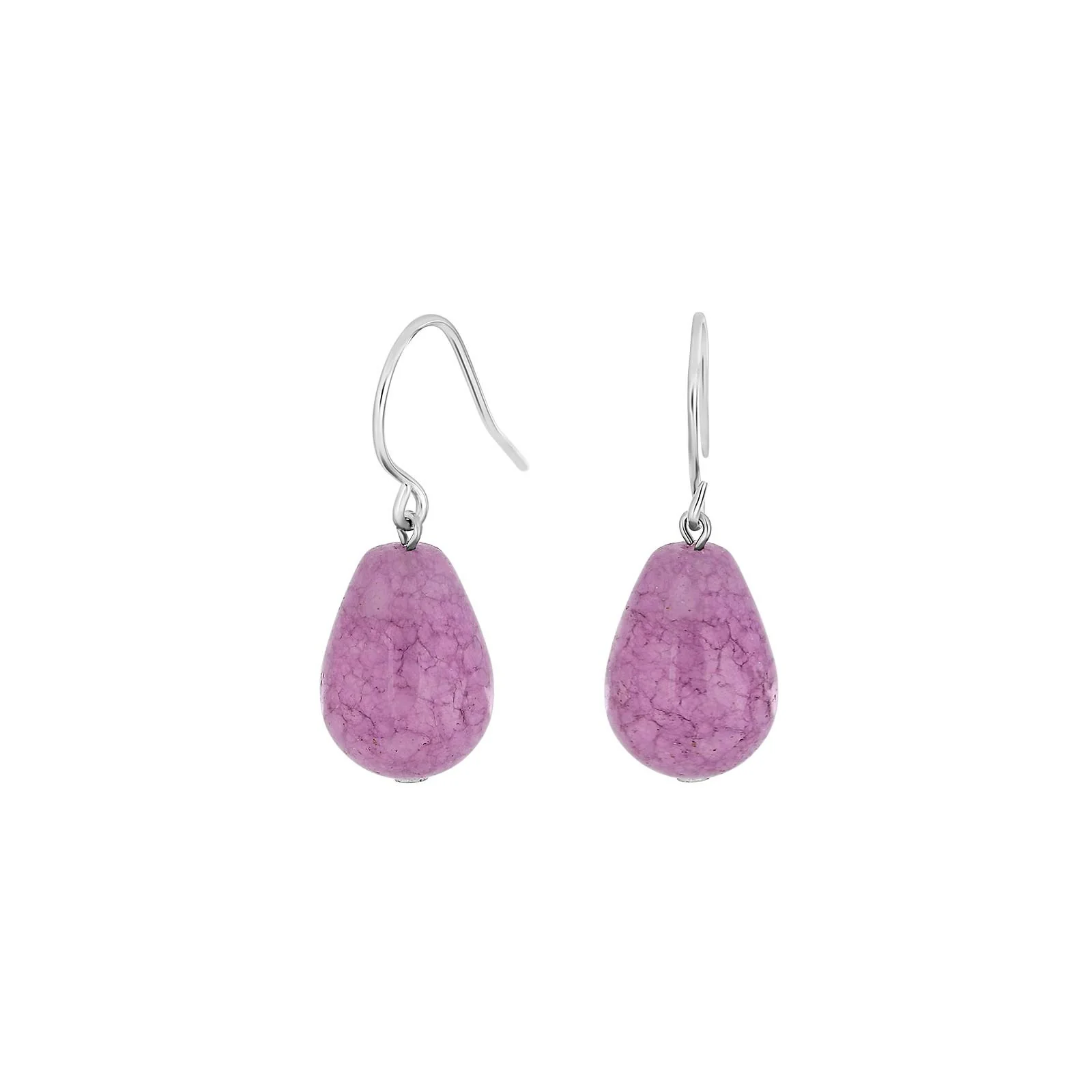 Sølv rhod. ørehænger m. pink cloudy quartz