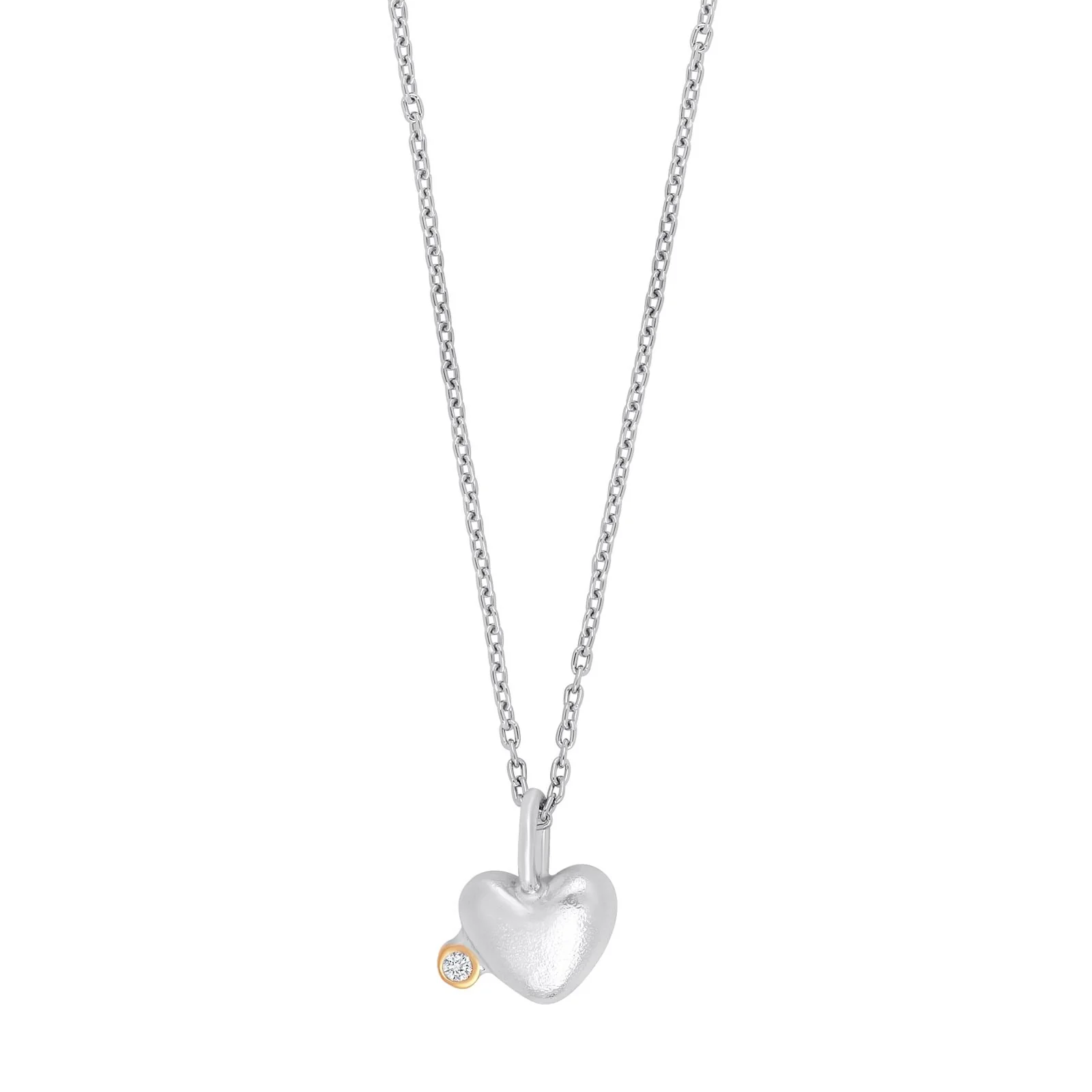 Sølv rhod. vedh. hjerte 14kt+0.025ct W/SI