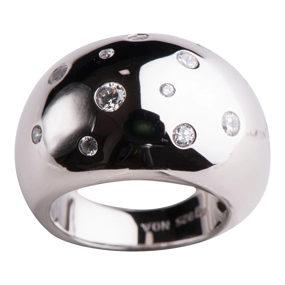 Sølv ring Rhd m/cz