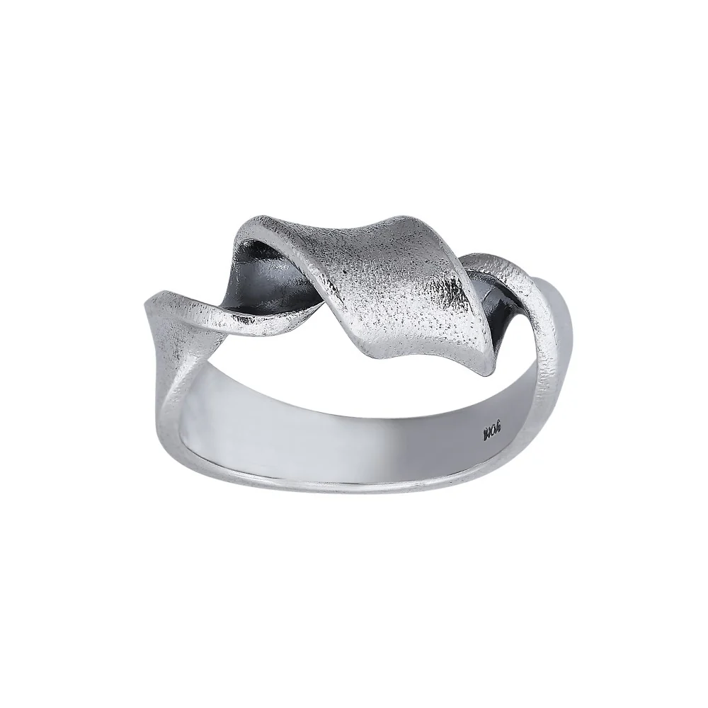 Sølvring snoet - mat og oxyd. 7mm