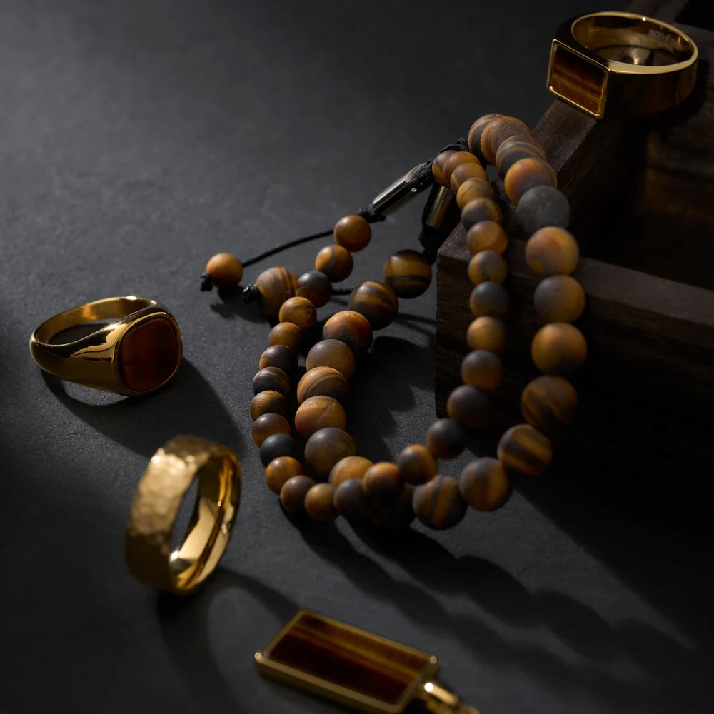 SON armbånd matt yellow tiger eye 19cm - 25cm - Image 4