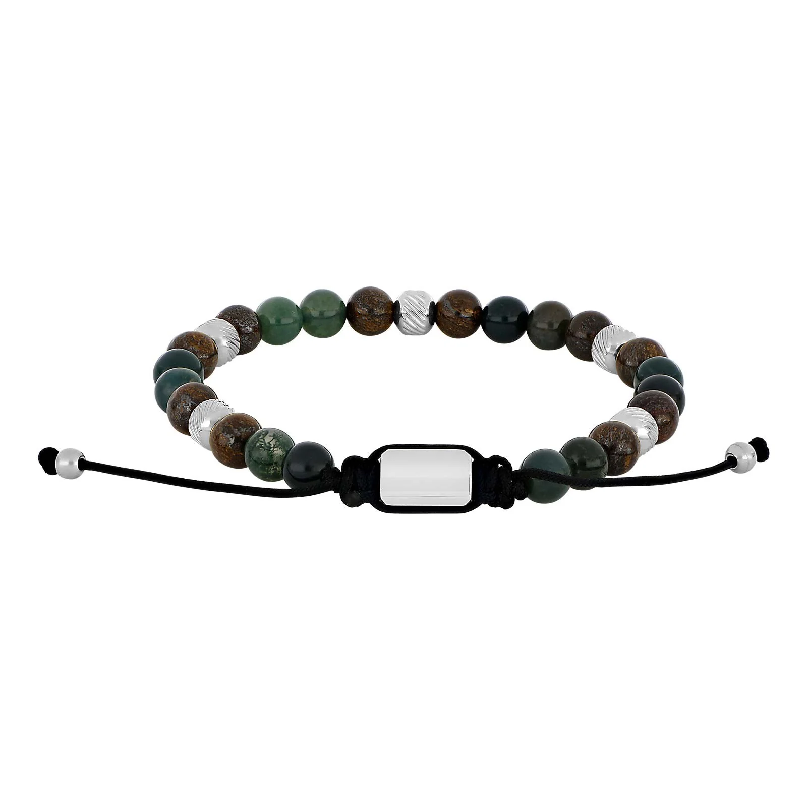 SON armbånd moss agate/ilmenite bronzitite og stål 6mm - Image 2