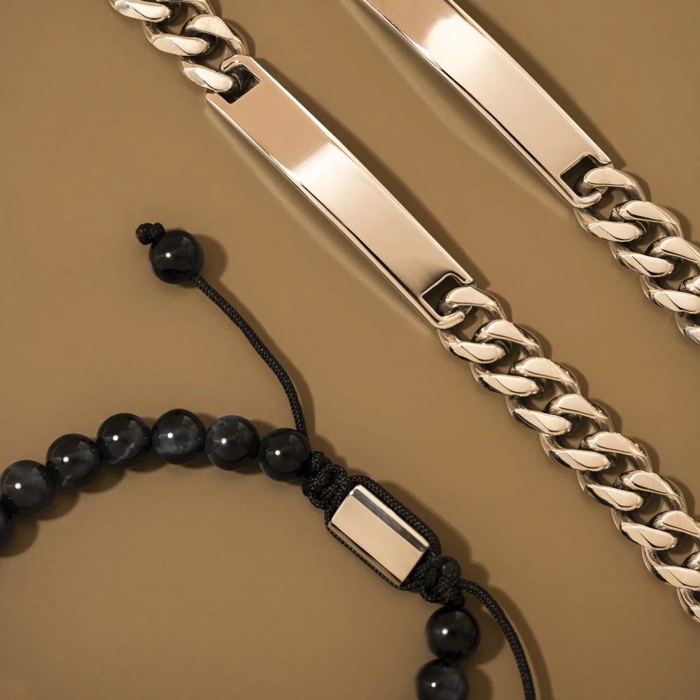 SON armbånd stål med plade blank - Image 3
