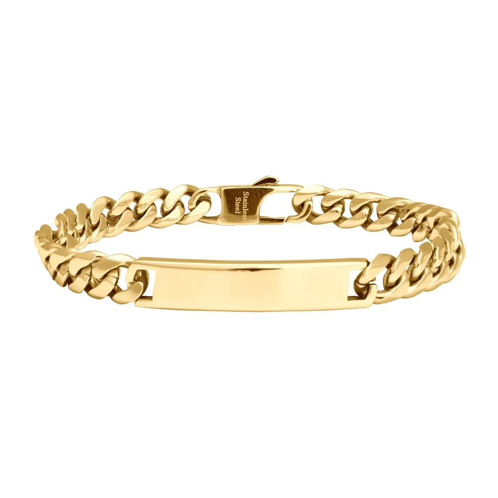 SON armbånd stål med plade blank IPGold - Image 3