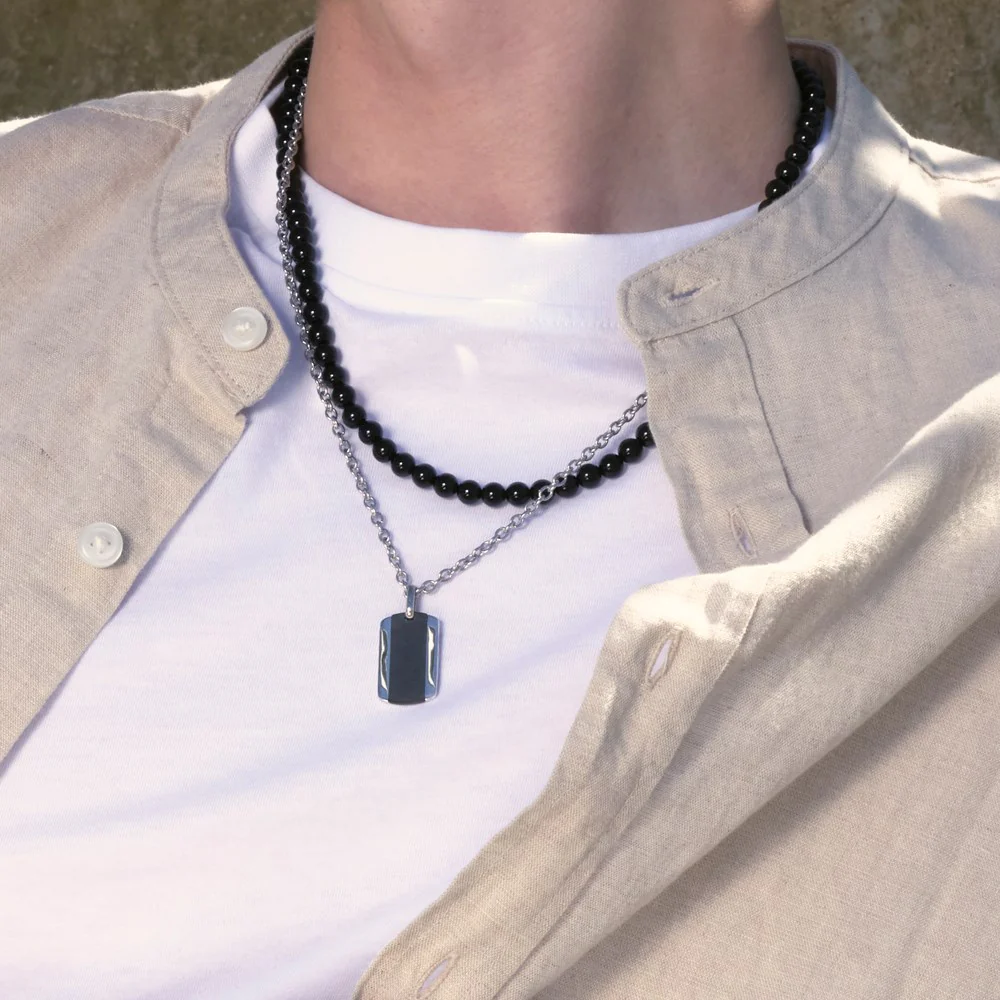 SON kæde stål med black agate 6mm - Image 2