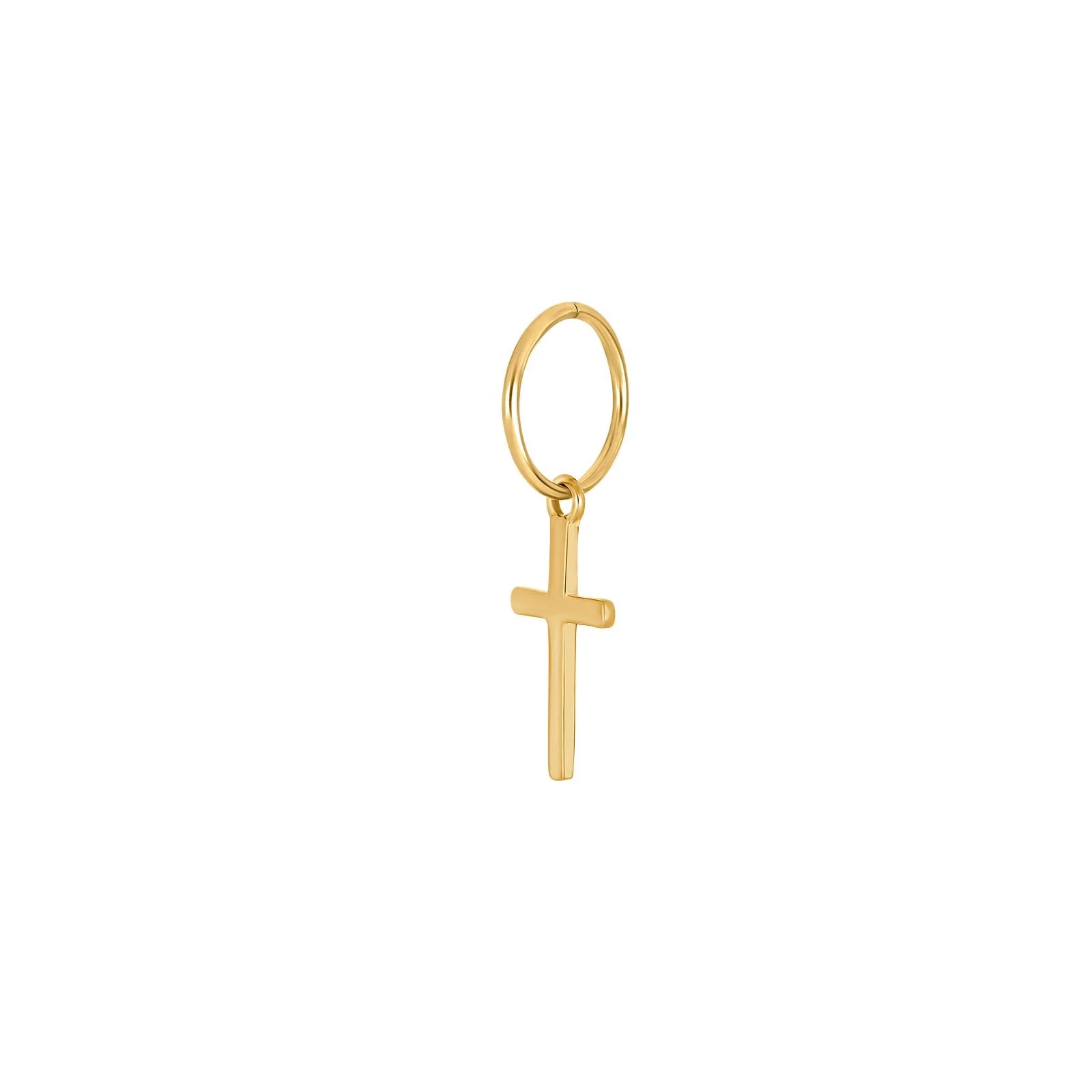 SON stål creol IP gold med kors 1 stk - Image 2