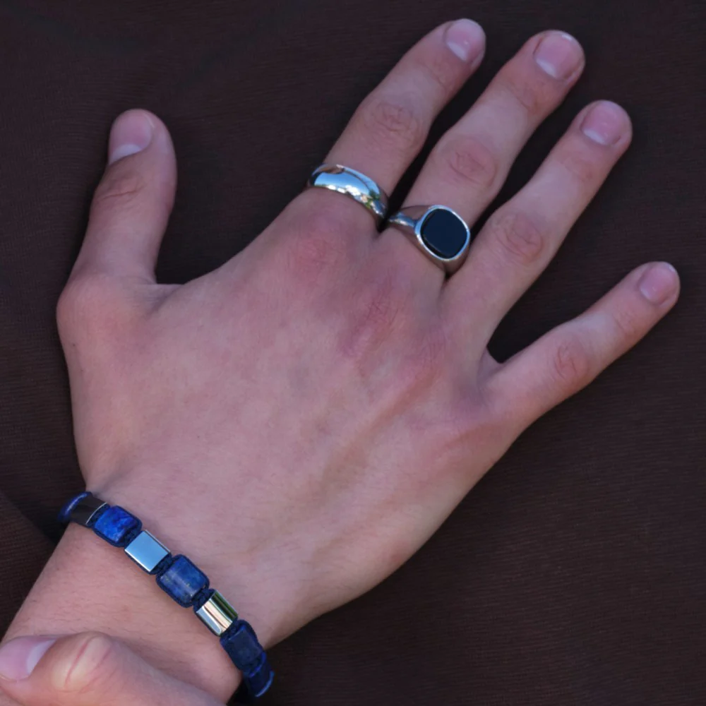 SON stål ring med black agate - Image 4