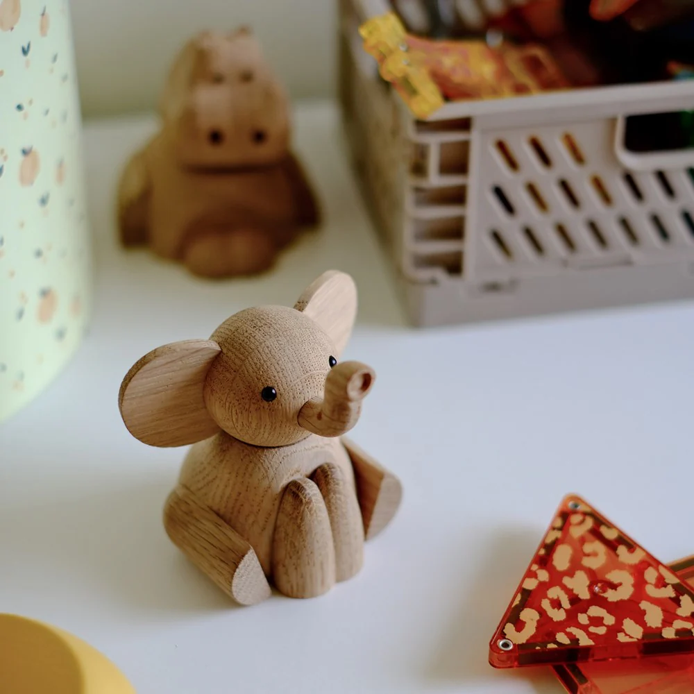Træfigur, Elefant 8,5cm, Egetræ - Image 2